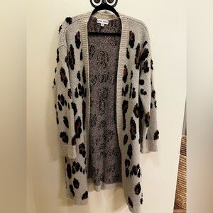 Knox Rose Gray and Black Leopard Cardigan